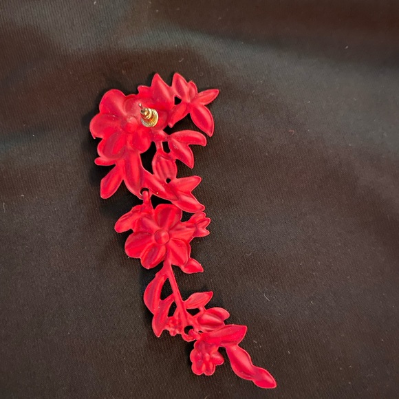 Earrings red flowers - Picture 2 of 7